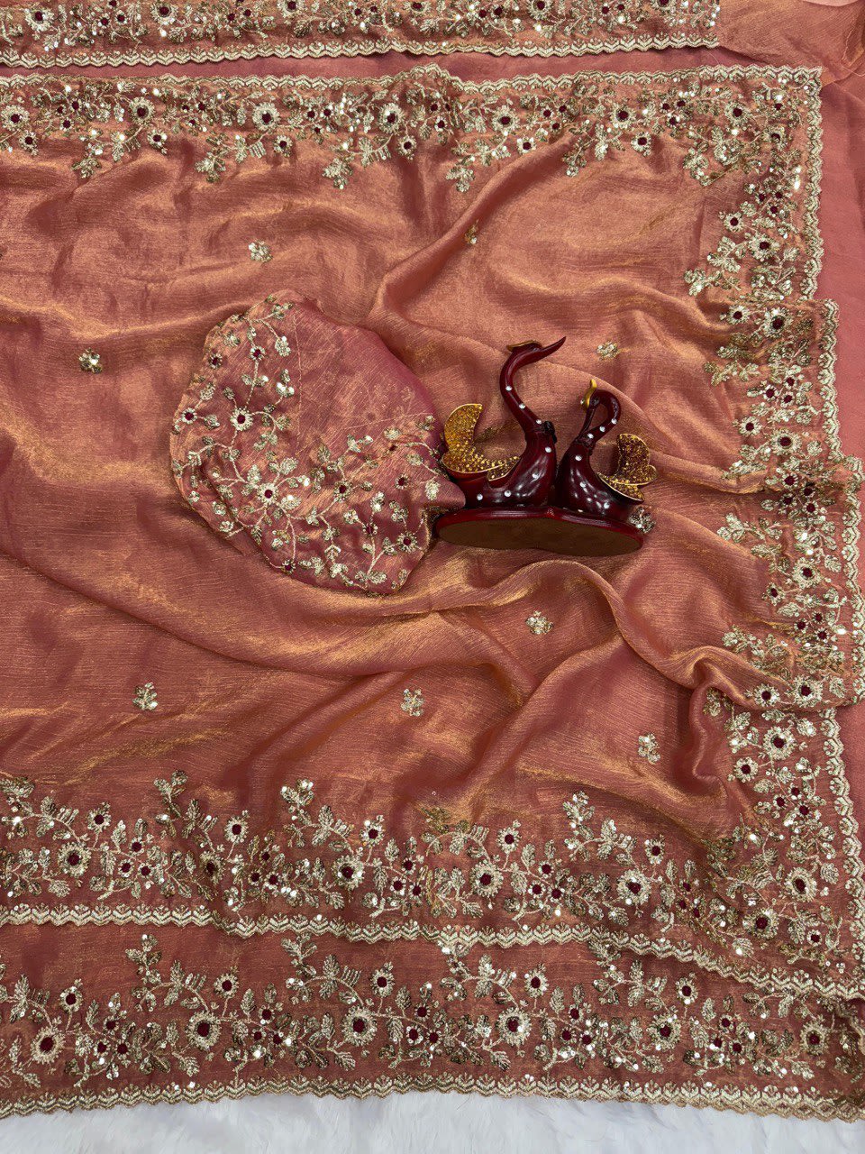 A Fandy Chiffon Sequins Embroidered Saree - View 6