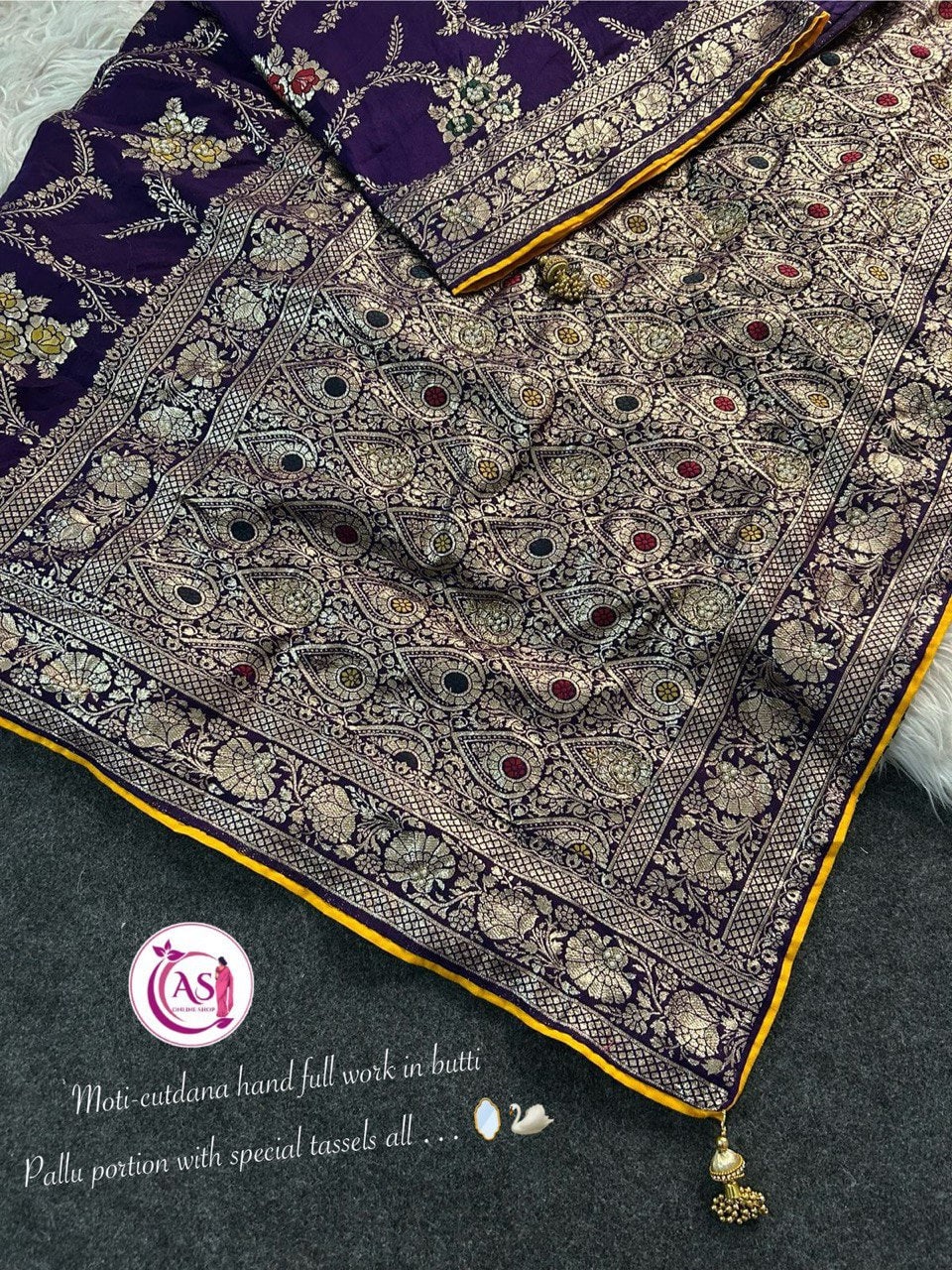 A Dola Silk Designer Saree - Cutdana & Moti Handwork Elegance - View 6