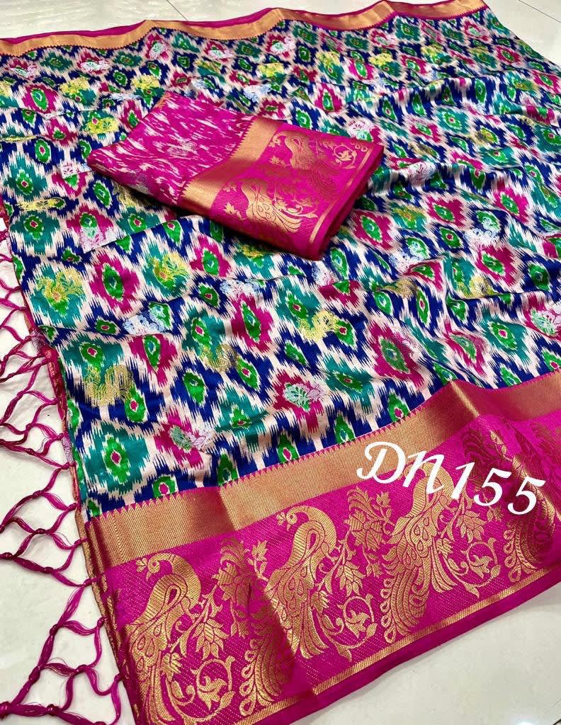 A Kolkata Exclusive - Raw Silk Hand Print Woven Saree - View 2