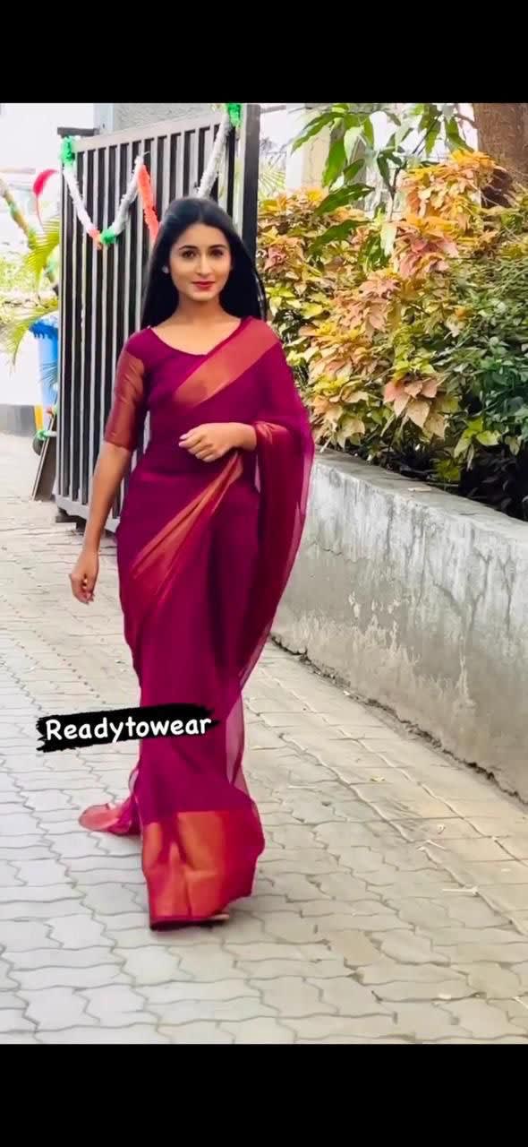 A Launching the Most Beautiful 1-Min Ready-to-Wear Saree - With Our Real Model Shoot - View 2