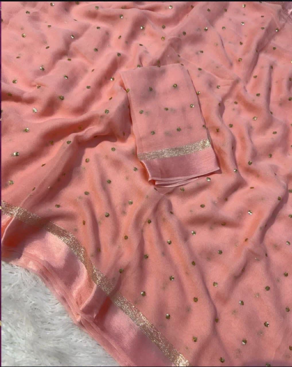 A Pure Satin Patta Viscose Georgette Saree with Fancy Sequins Work - View 9