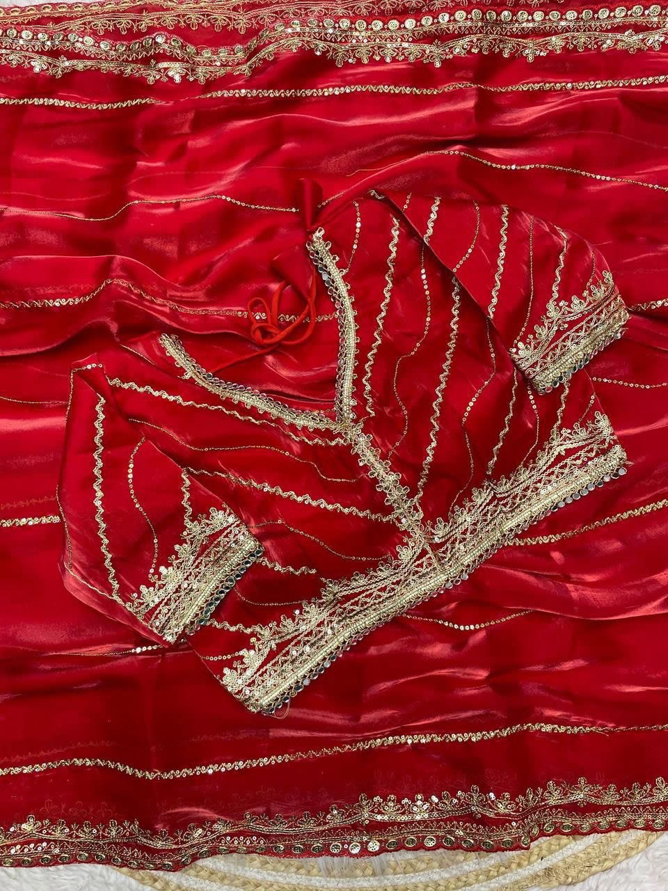 A Pure Soft Jimmy Choo Silk Saree with 3mm Sequin Work with Stitched Blouse - View 2