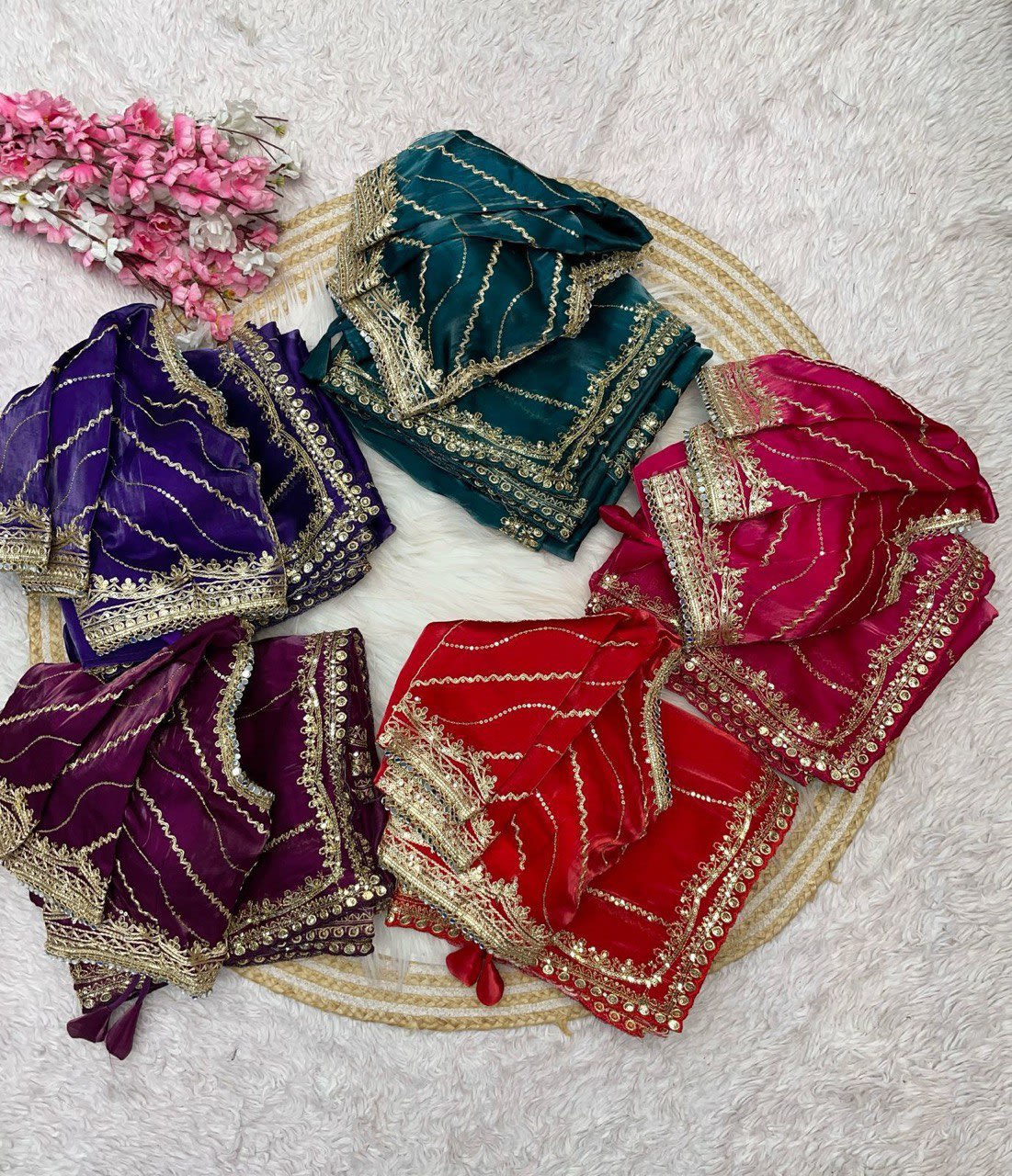 A Pure Soft Jimmy Choo Silk Saree with 3mm Sequin Work with Stitched Blouse - View 6