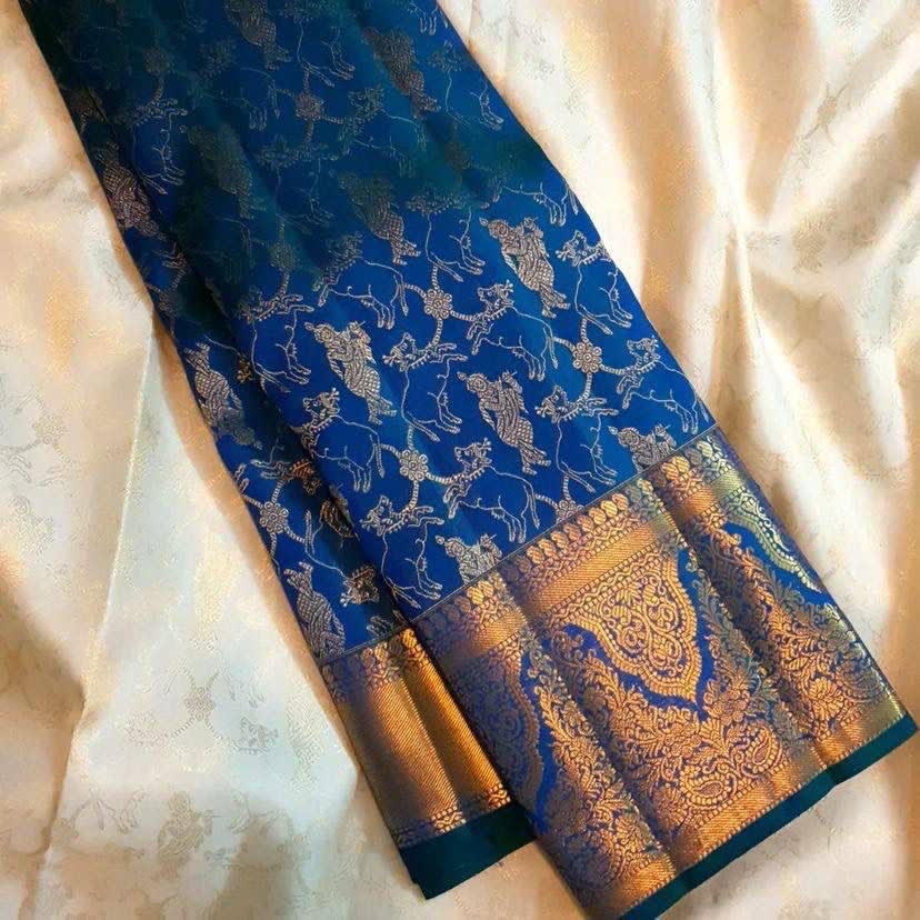 Enchanting Organic Banarasi Silk Saree - Krishna Special Design - View 2