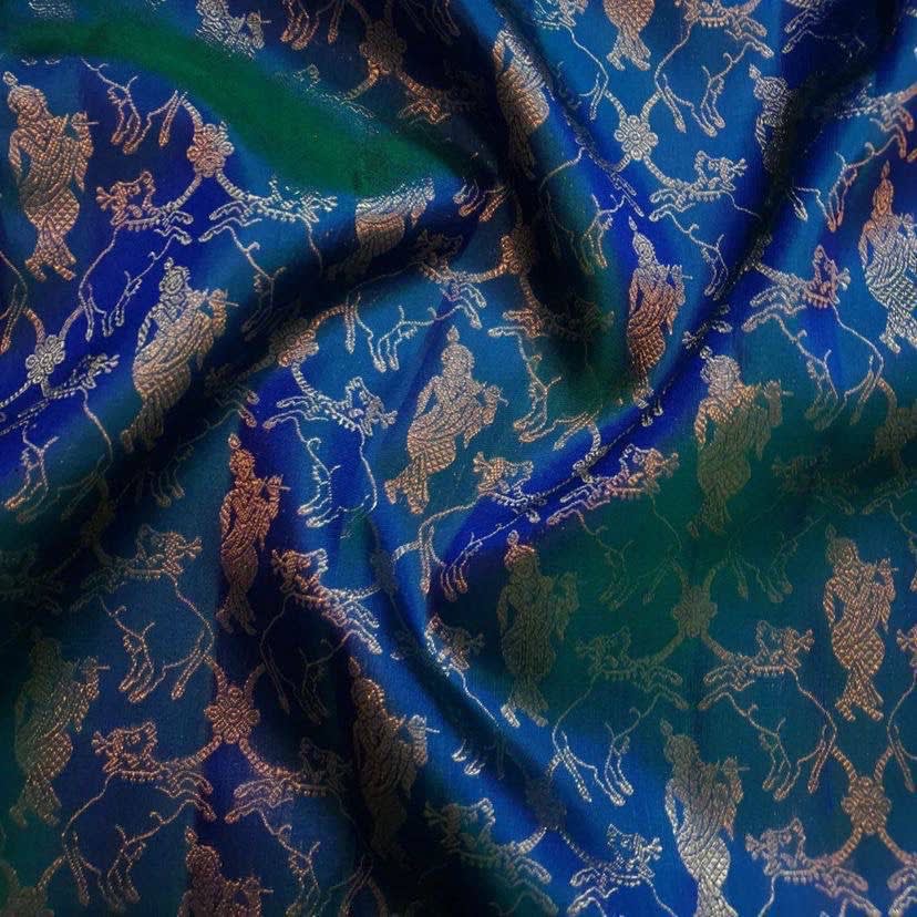 Enchanting Organic Banarasi Silk Saree - Krishna Special Design - View 3