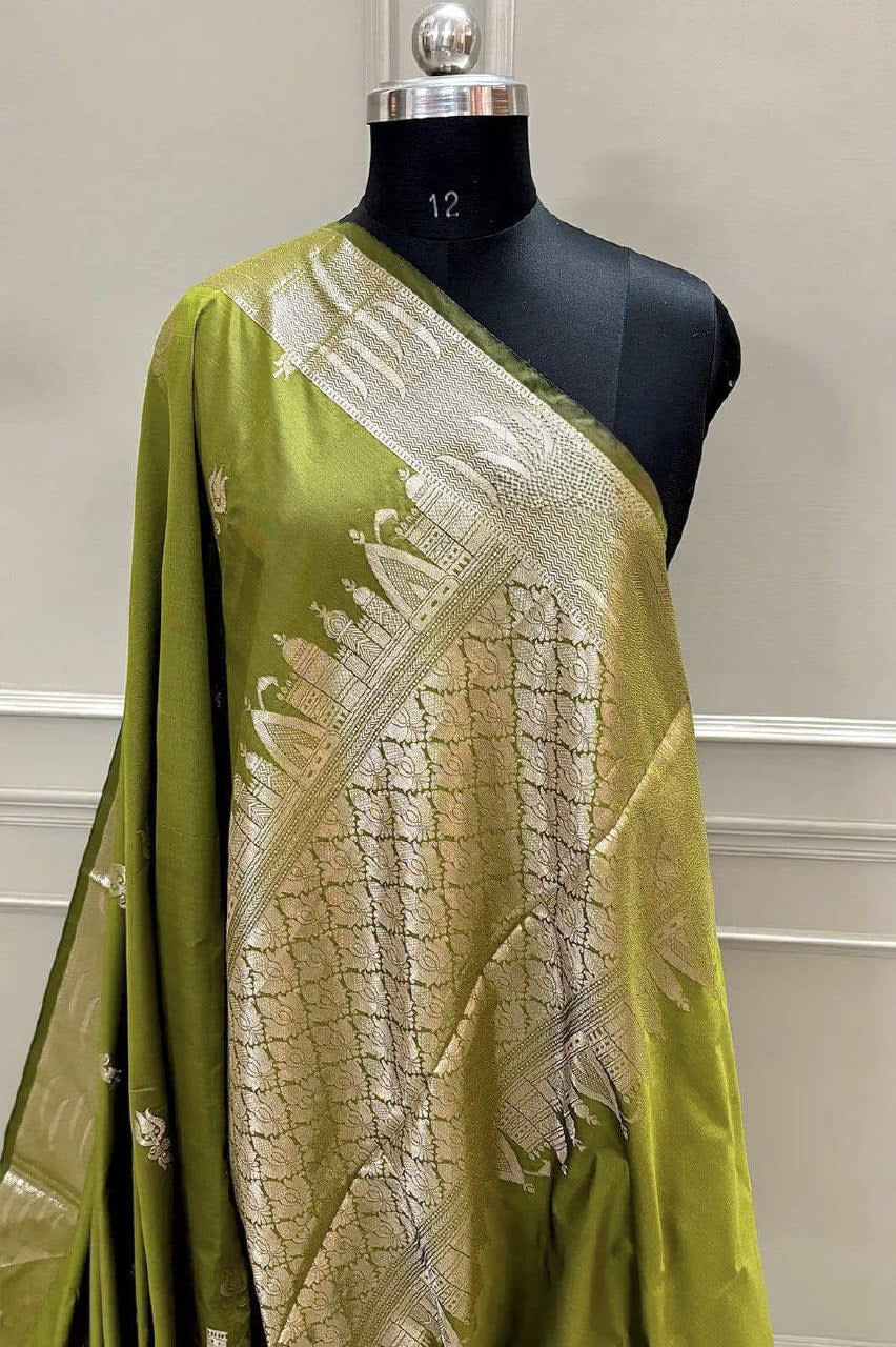 Beautiful Premium Banarasi Ghat Design Silk Saree