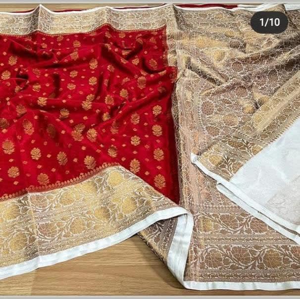 A City of Banaras - Exquisite Banarasi Semi-Georgette Silk Saree - View 7