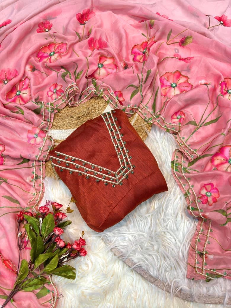 A Pure Soft Organza Tebby Silk Saree - Floral Elegance Edition - View 4