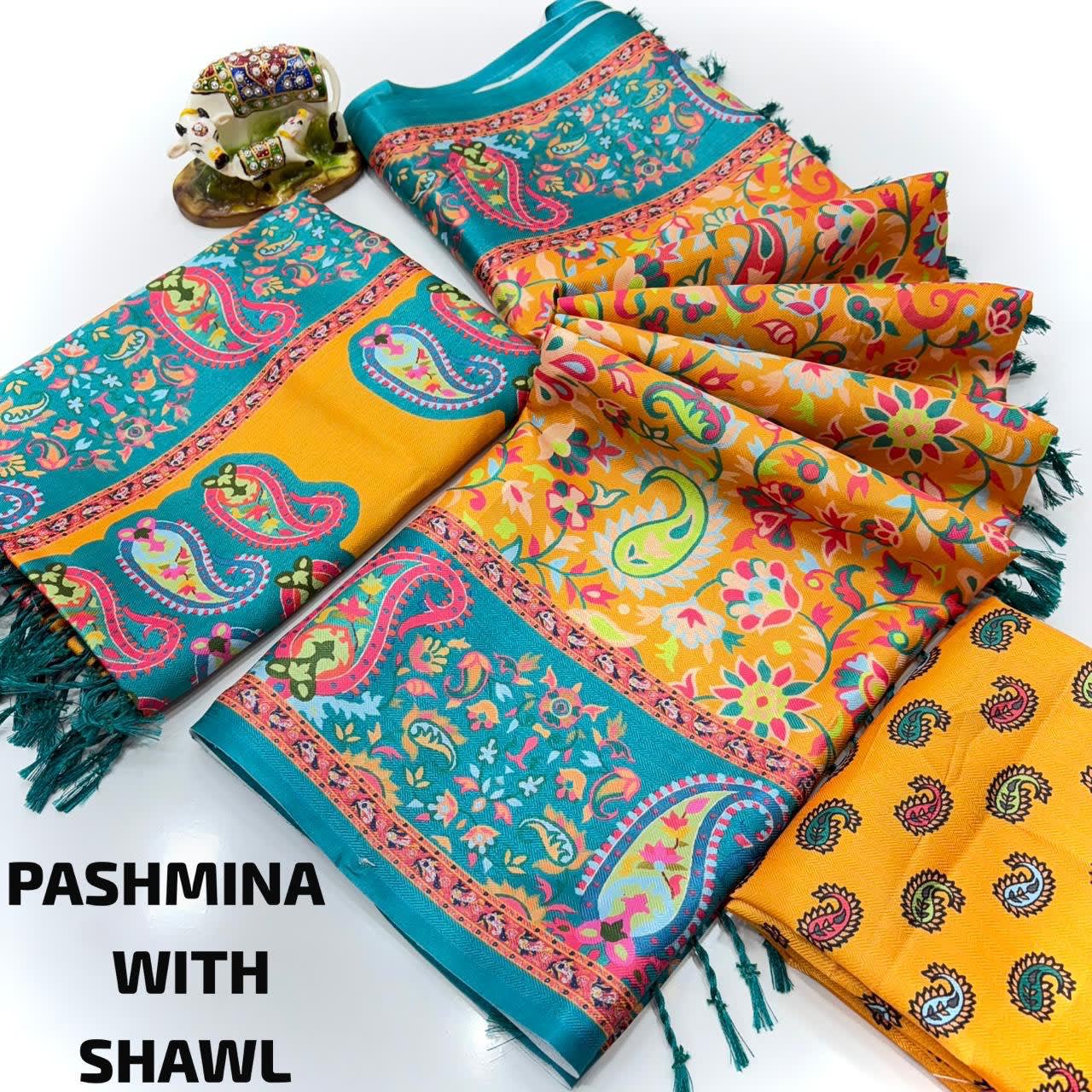 A Digital Premium Pashmina Saree with Shawl - Exclusive Hit Design - View 5