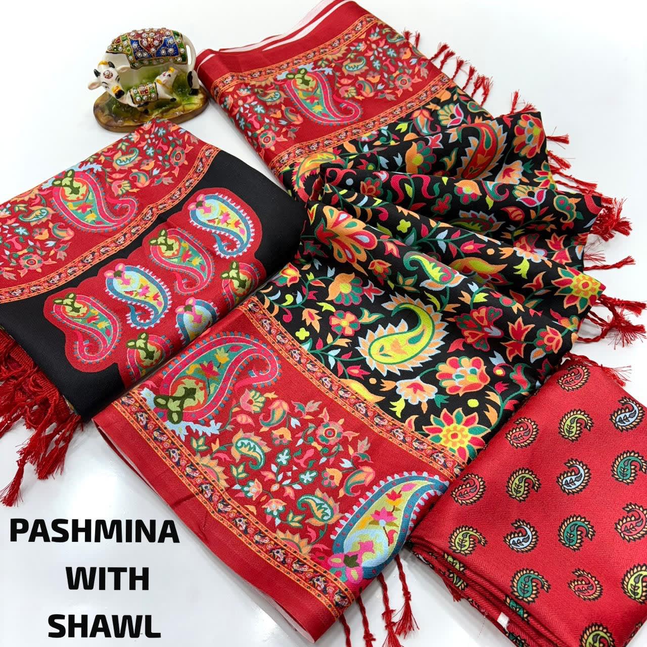 A Digital Premium Pashmina Saree with Shawl - Exclusive Hit Design - View 6