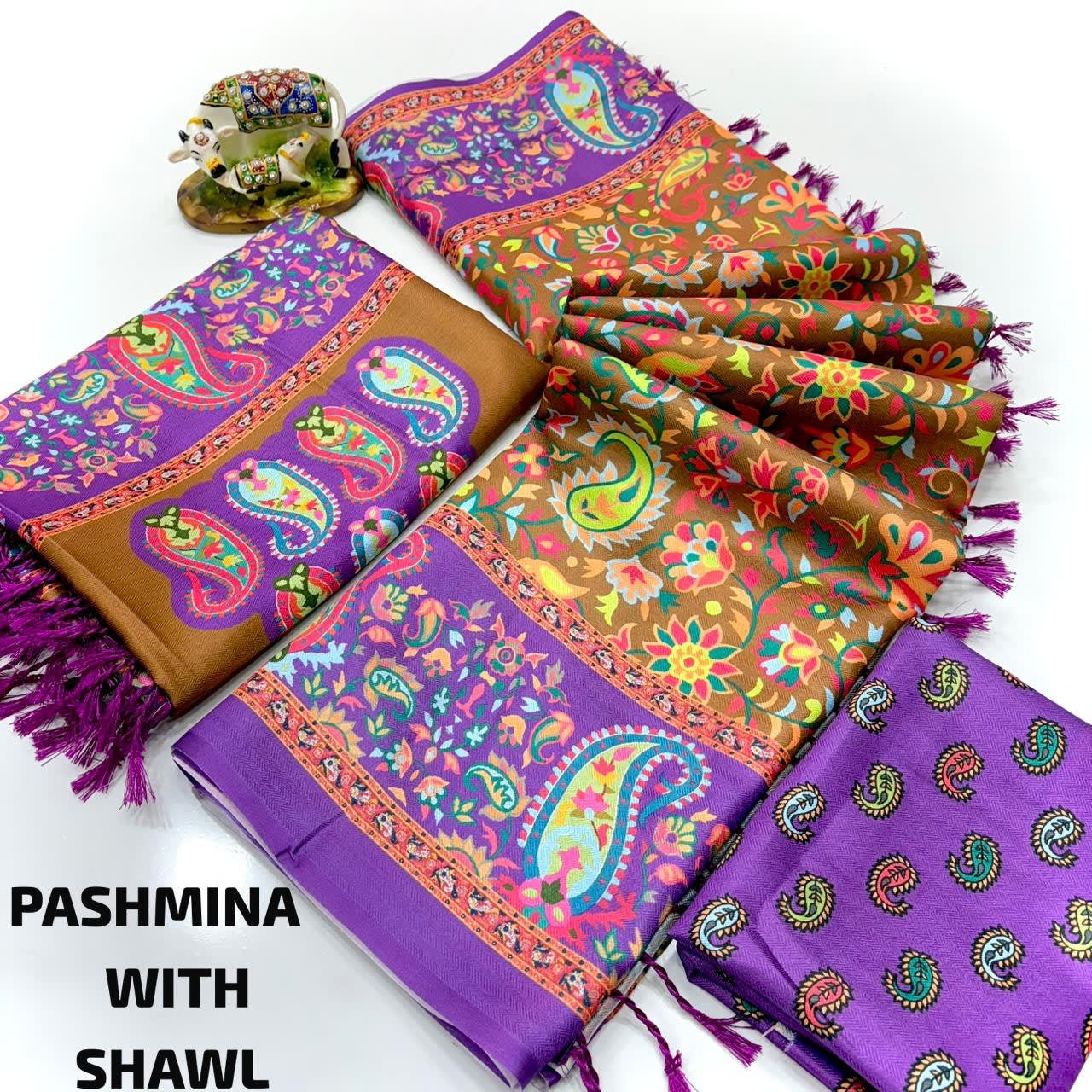 A Digital Premium Pashmina Saree with Shawl - Exclusive Hit Design - View 9