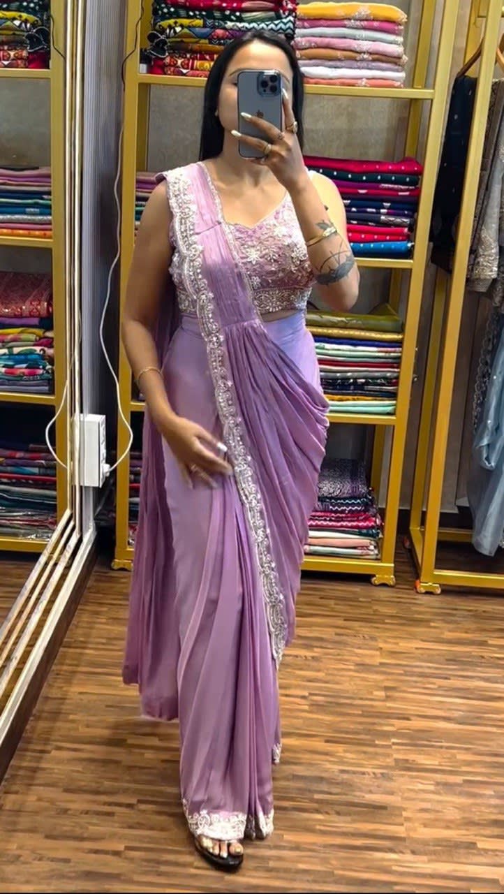 A New Super Trending Ready-to-Wear Embroidery Saree - View 2