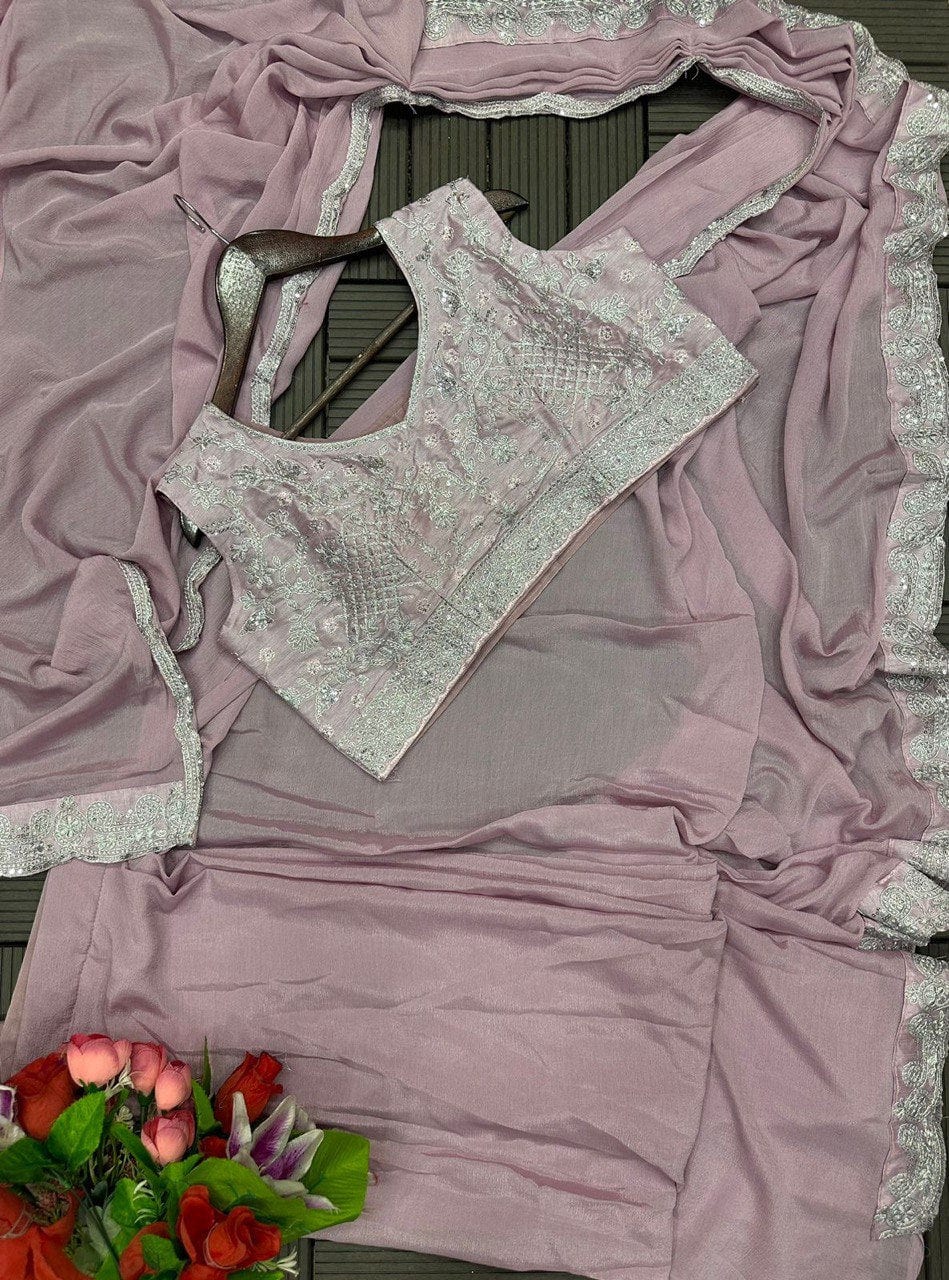 A New Super Trending Ready-to-Wear Embroidery Saree - View 8