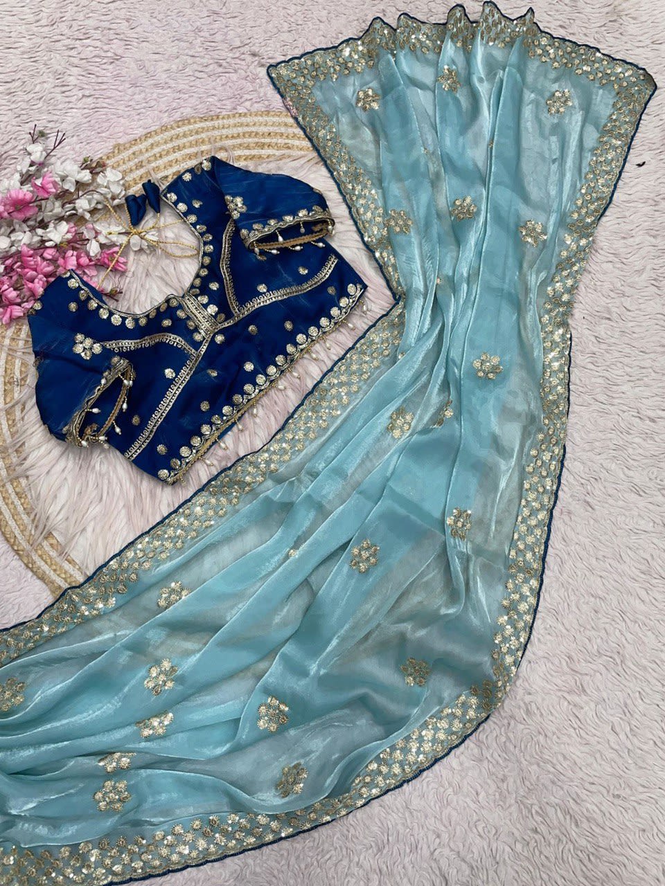 Premium Jimmy Choo Designer Saree with Stitched Blouse