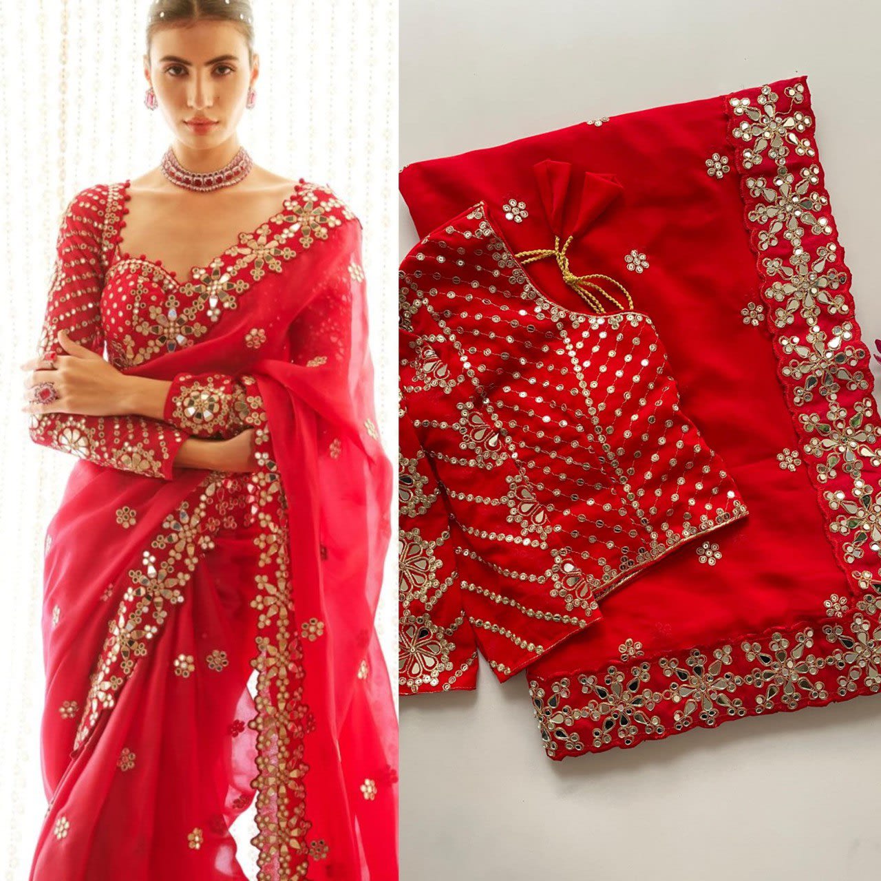 Bollywood Blockbuster Original Mirror Work Saree
