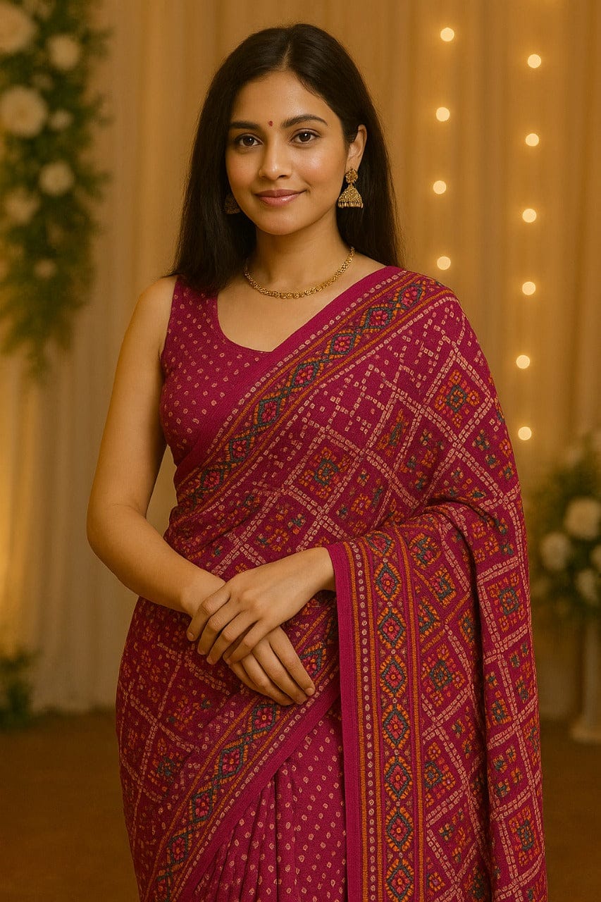 Traditional Bandhani Saree - Best Sarees for Daily Wear & Casual Outings