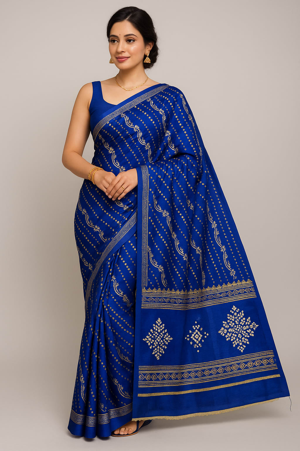 Radiant Blue Chiffon Printed Saree