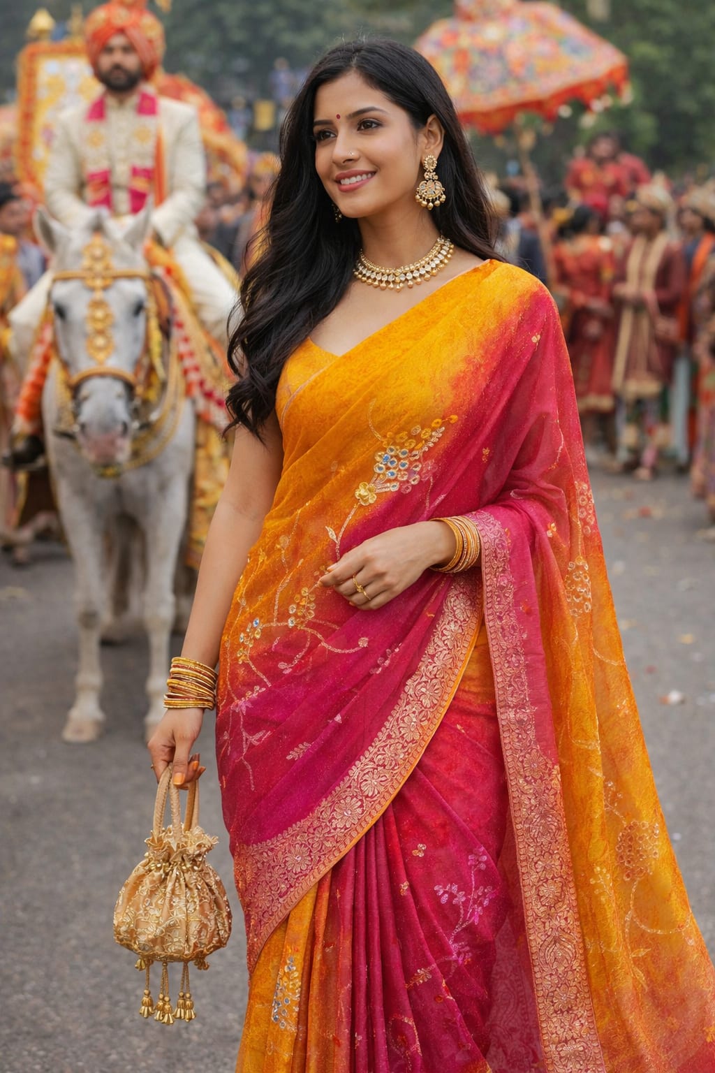 Elegant Ombre Embroidered Organza Silk Saree - Organza Silk Saree Online India - Buy at ₹775 - Image 1