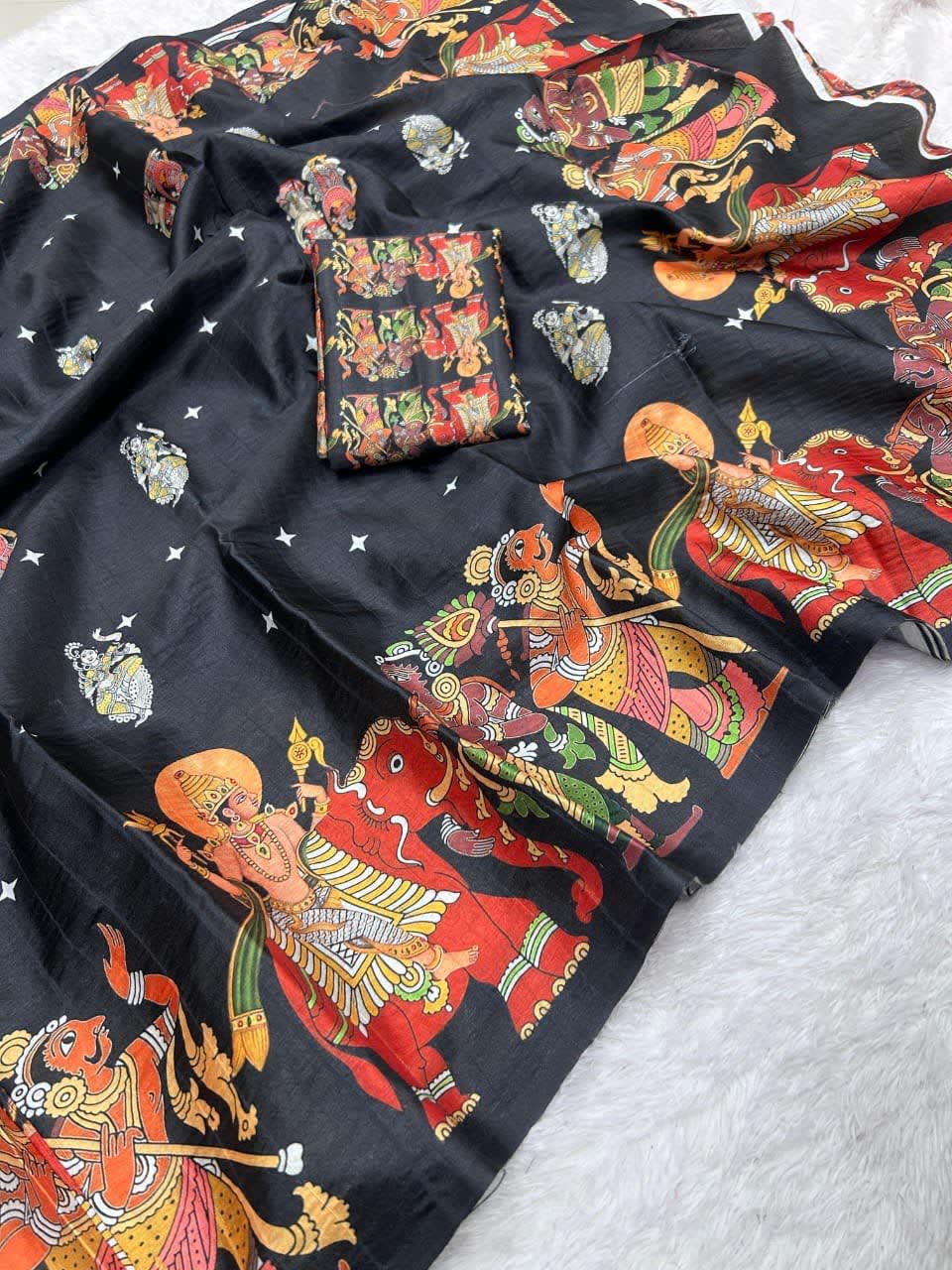 Handloom Tussar Silk Kalamkari Printed Saree - View 2