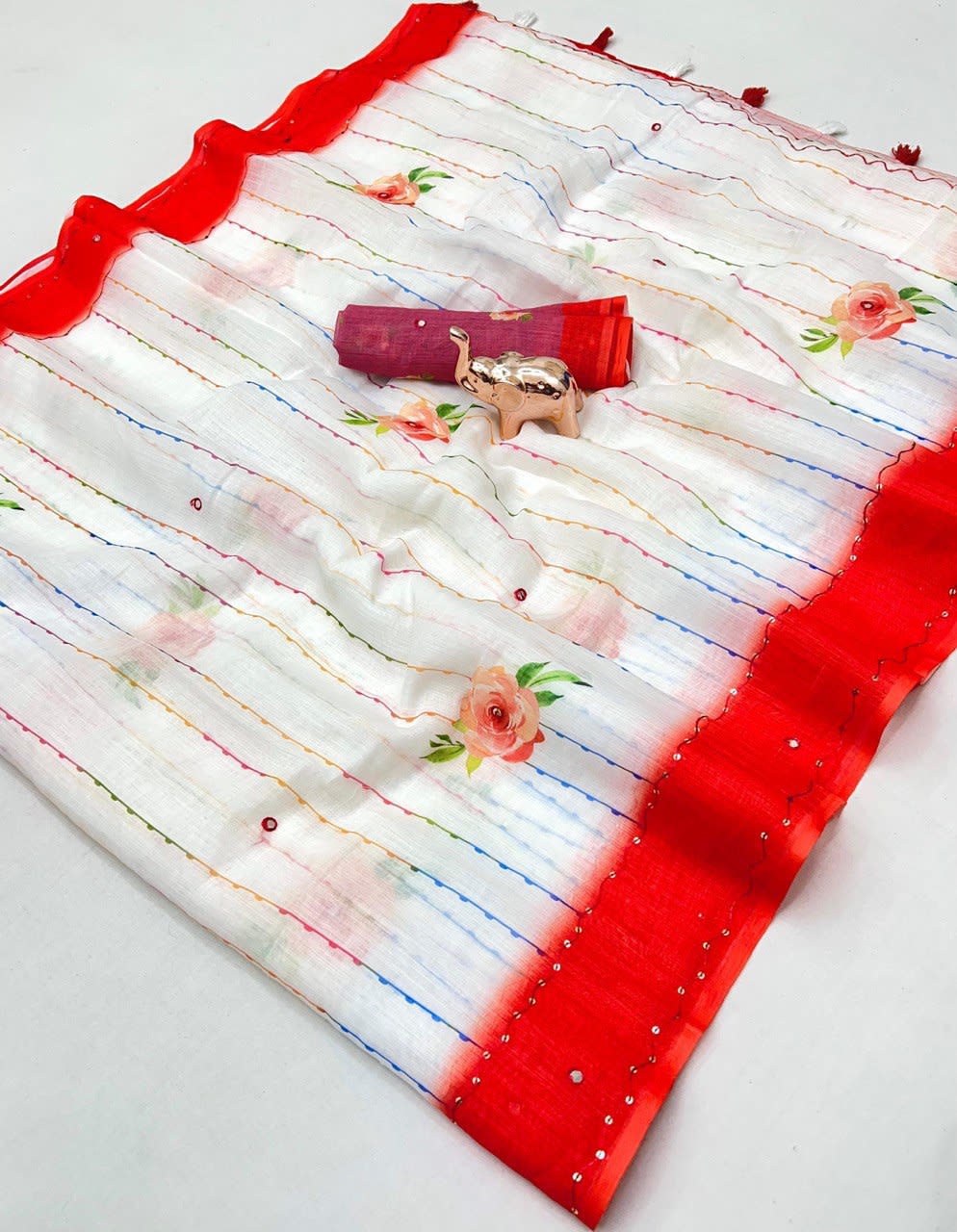 New Fancy Linen Printed Saree – Captown Collection - Linen Cotton Saree Online India - Buy at ₹999 - Image 1