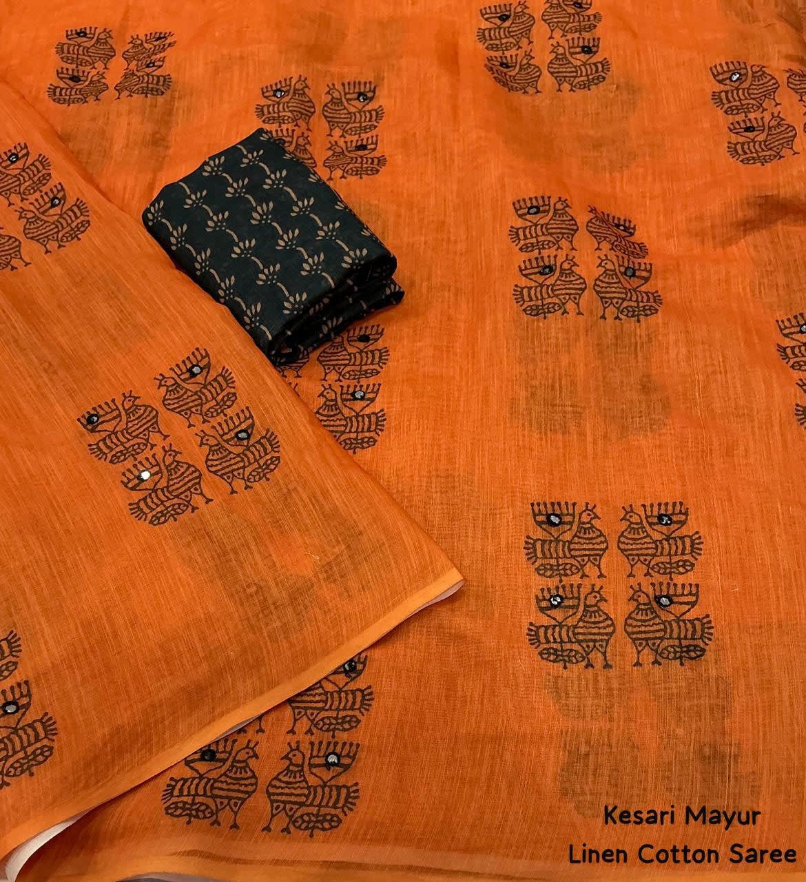 Kesari Mayur – Linen Single Edition Saree - Linen Cotton Saree Online India - Buy at ₹999 - Image 1