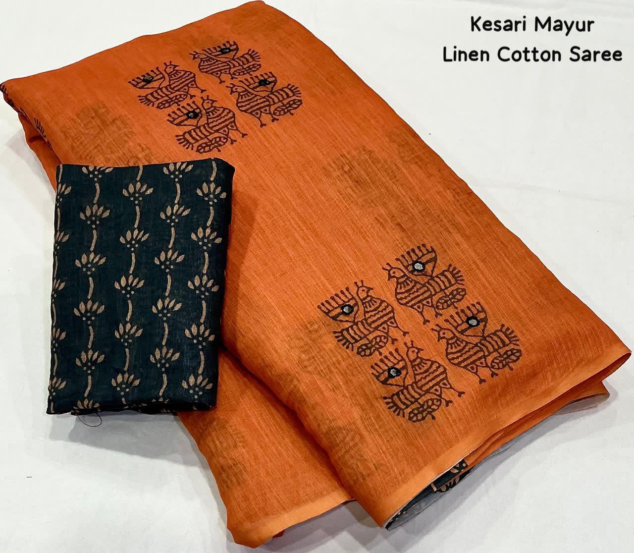 Kesari Mayur – Linen Single Edition Saree - View 3