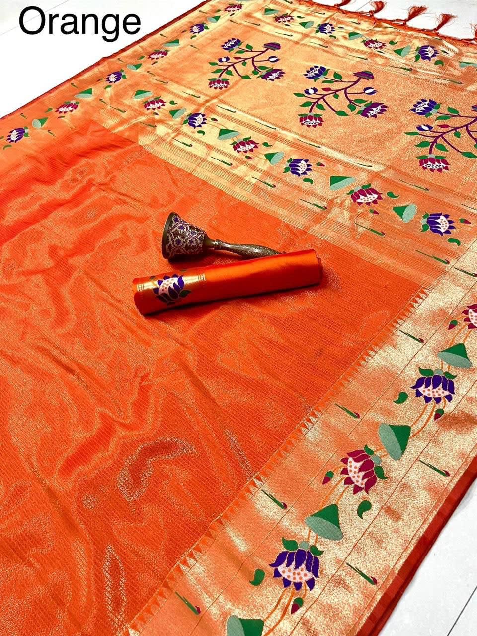 Pure Kanjivaram Paithani Tissue Silk Saree - Kanjivaram Tissue Silk Saree Saree Online India - Buy at ₹1750 - Image 1