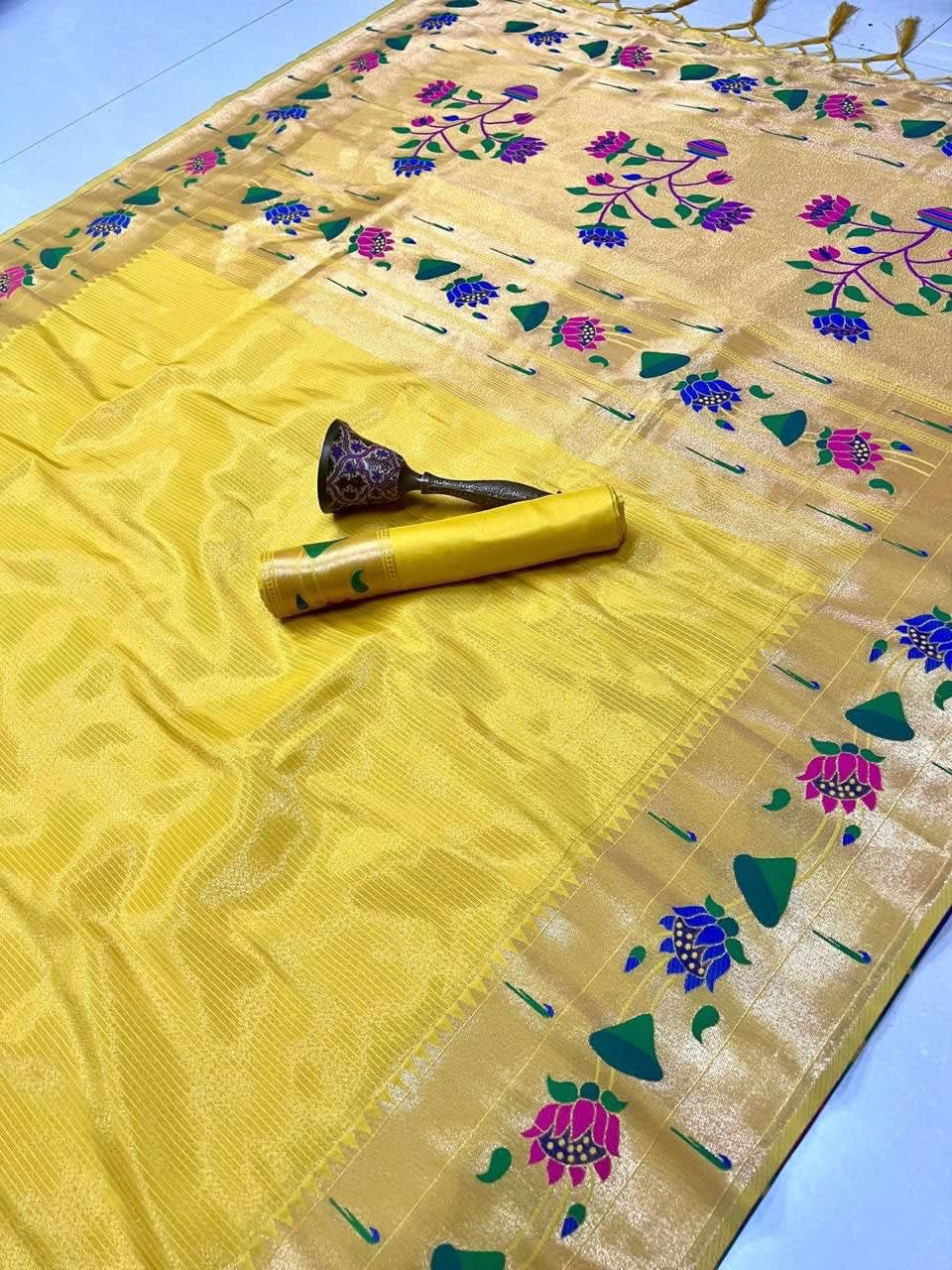 Pure Kanchivaram Paithani Tissue Silk Saree - Kanjivaram Tissue Paithani Silk Saree Online India - Buy at ₹1750 - Image 1