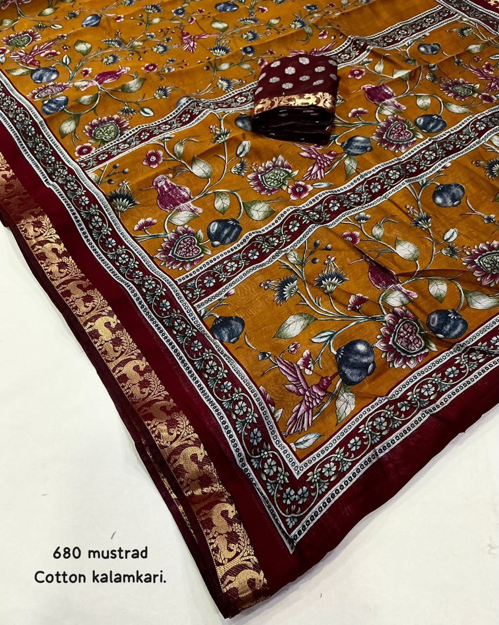 Trending Mangalgiri Style Cotton Kalamkari Saree - View 2