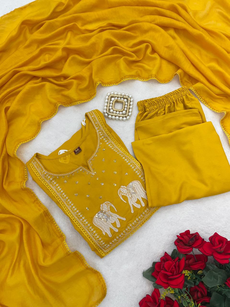 Heavy Rayon Suit Set with Dupatta