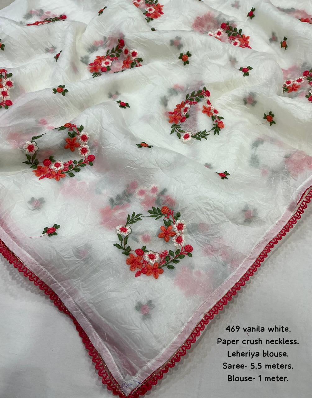 New Paper Crush Necklace Embroidered Saree - Best saree for Premium Collection