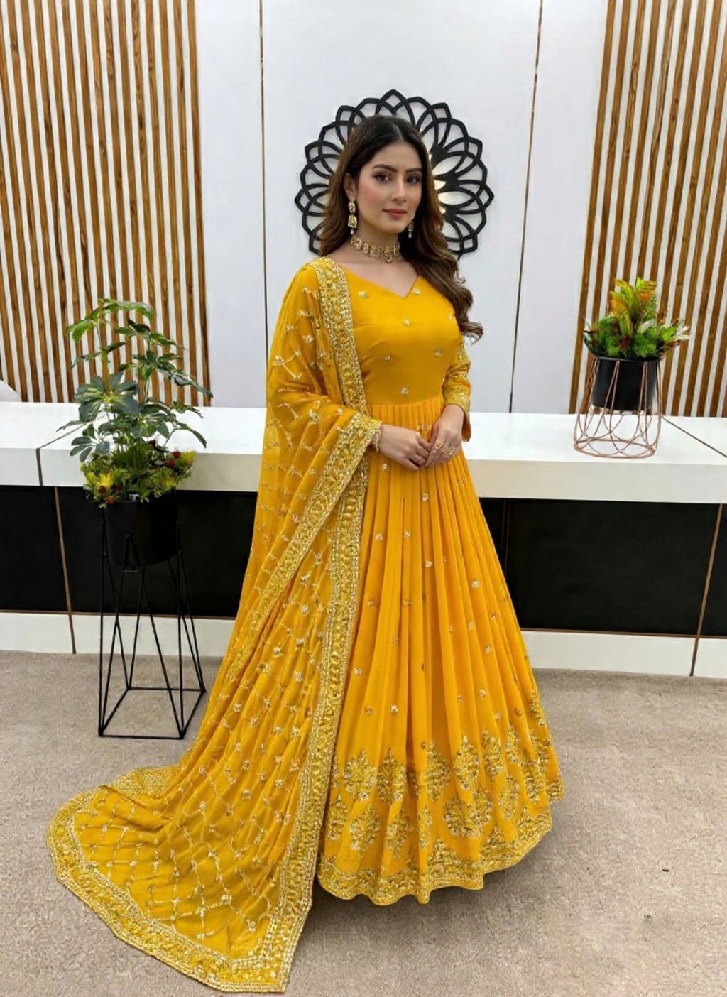 Elegant Embroidered Sequin Designer Anarkali - Best suit set at Maa Kaali Creations