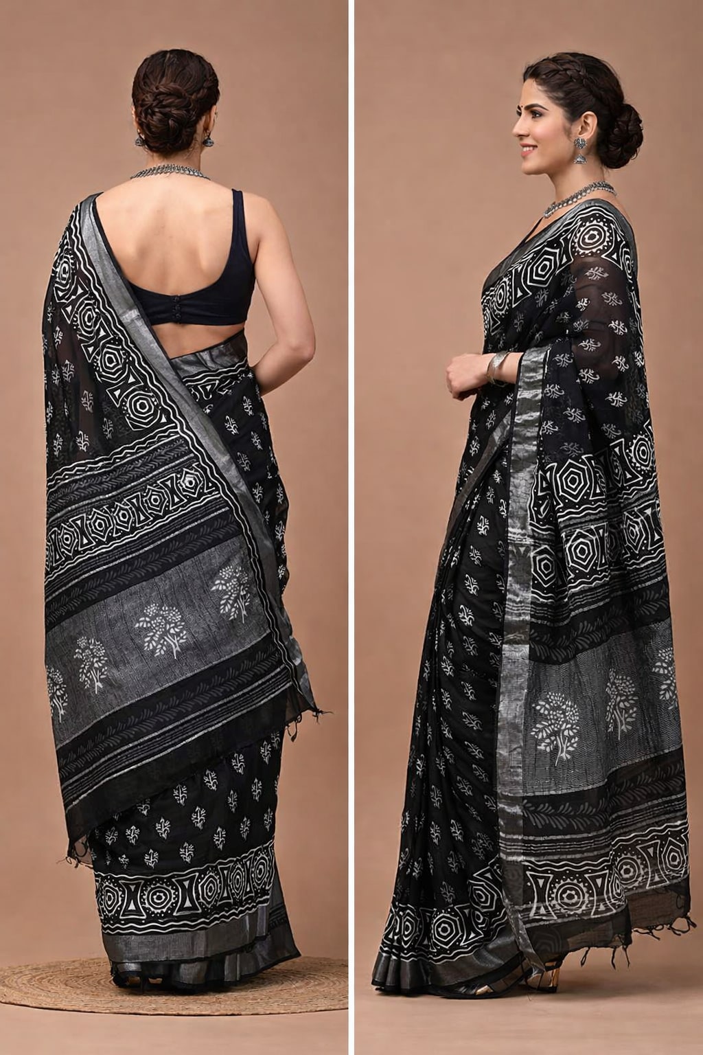 Premium Linen Saree with Digital Printed Pallu - Best saree for Wedding