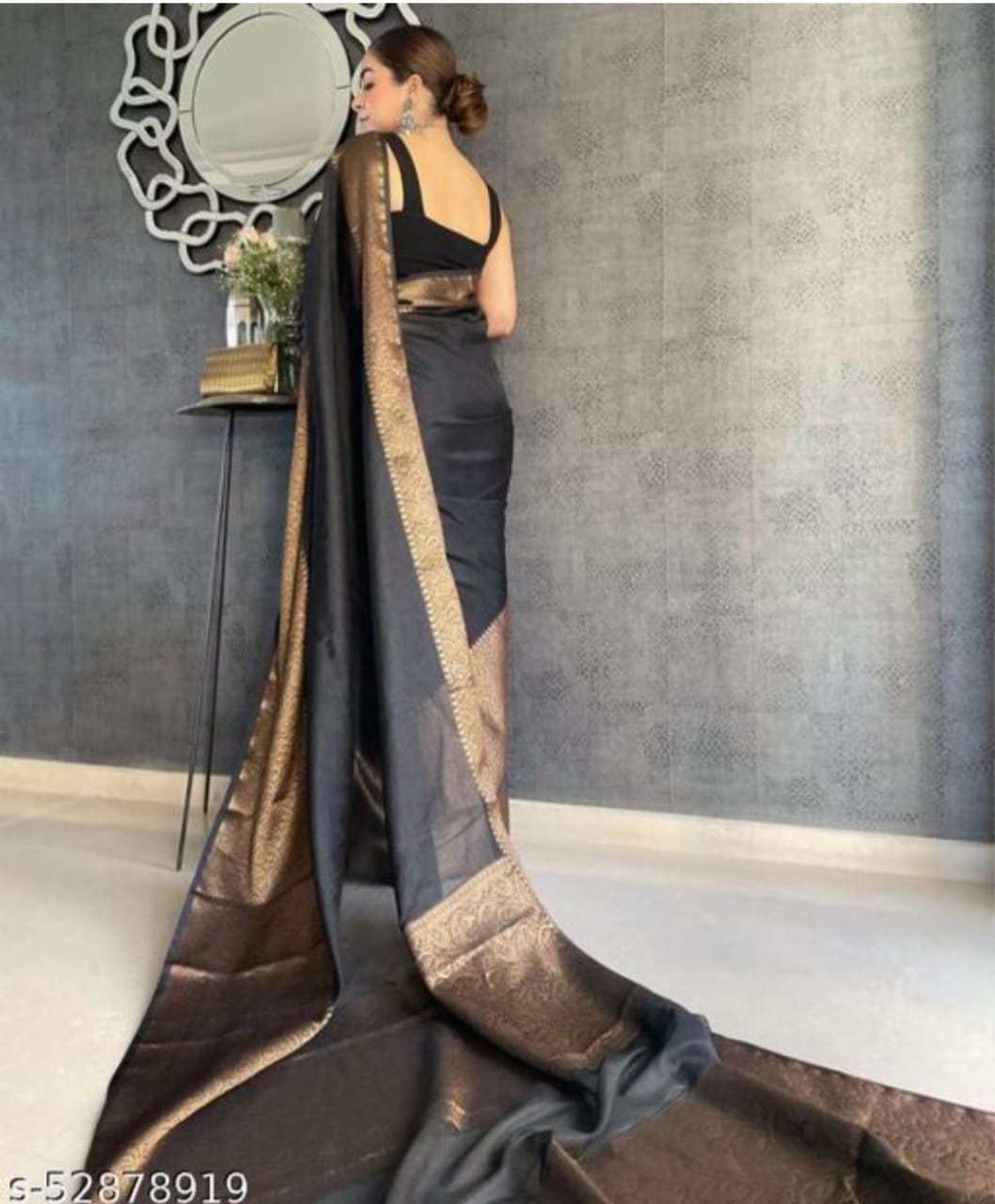 Banarasi Dyeable Warm Soft Silk Kaat Baan Saree - Black - Best saree for Wedding