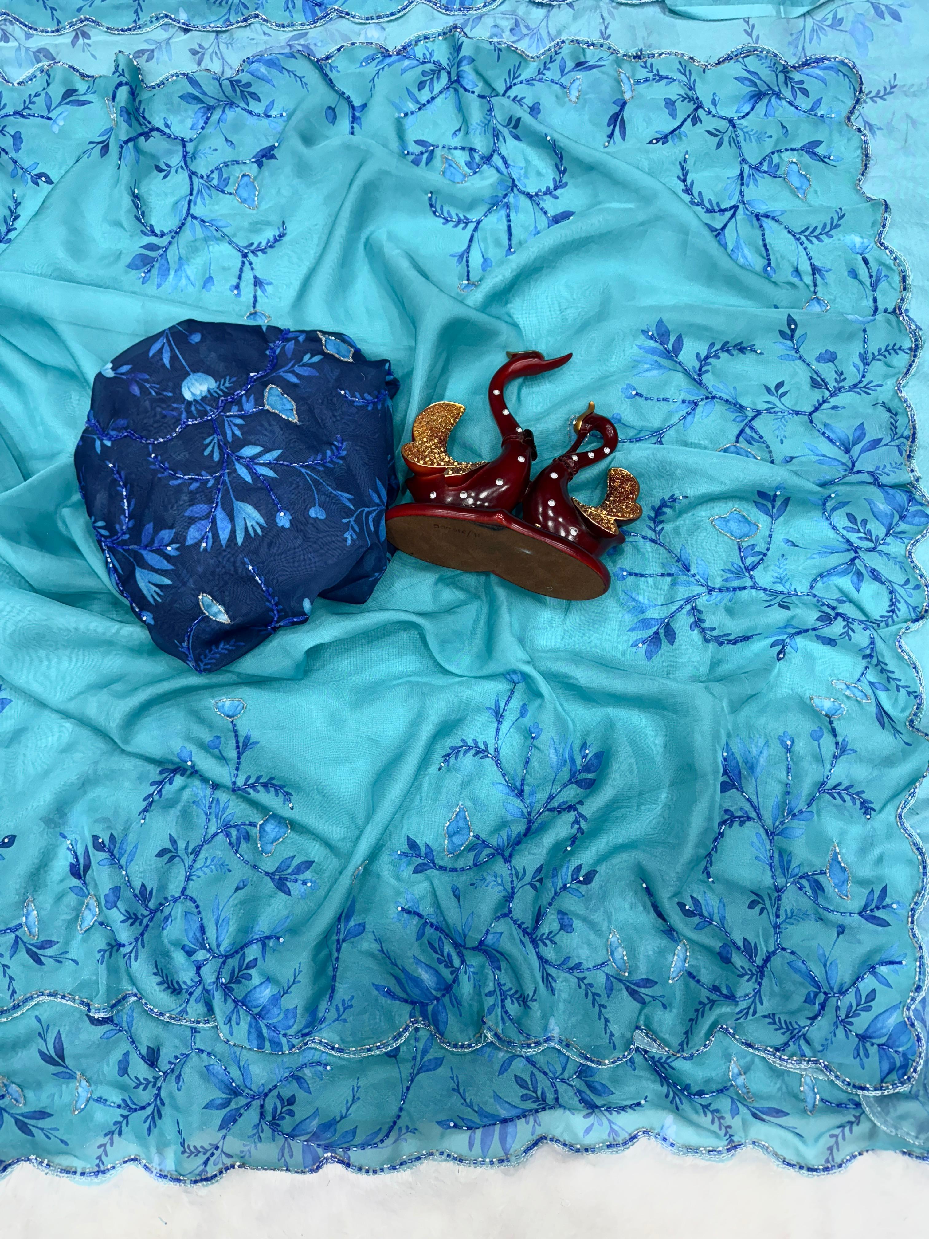 New Trending Floral Handwork Saree Collection - Maa Kaali Creations