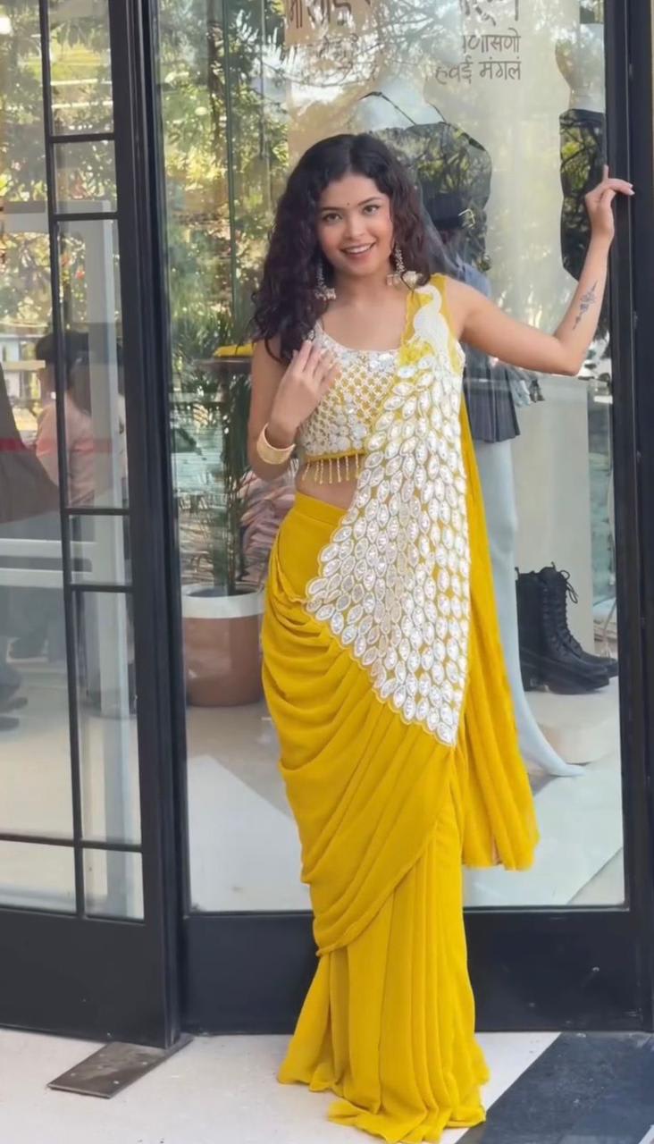 New Super Trending Embroidery Sequence Ready-to-Wear Saree