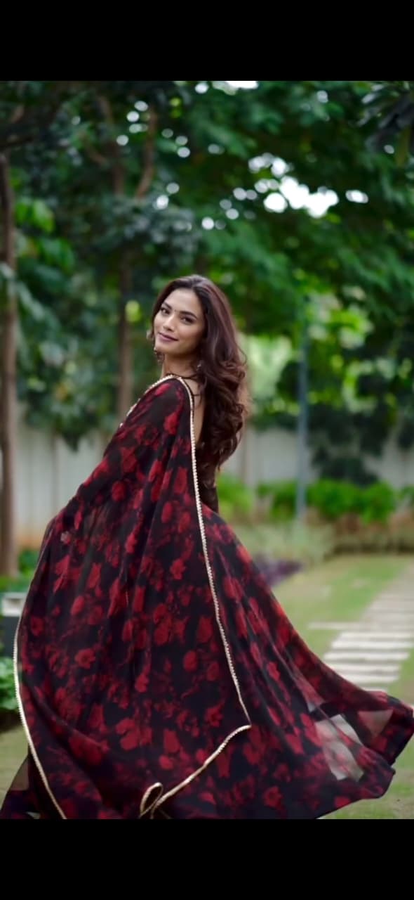 Rose Motif Anarkali Set