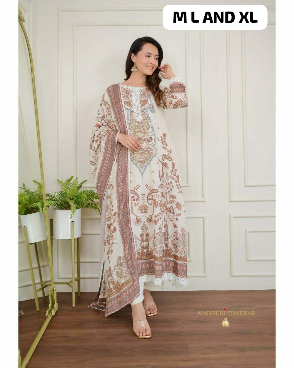 Pakistani Style Muslin Suit Set with Designer Dupatta