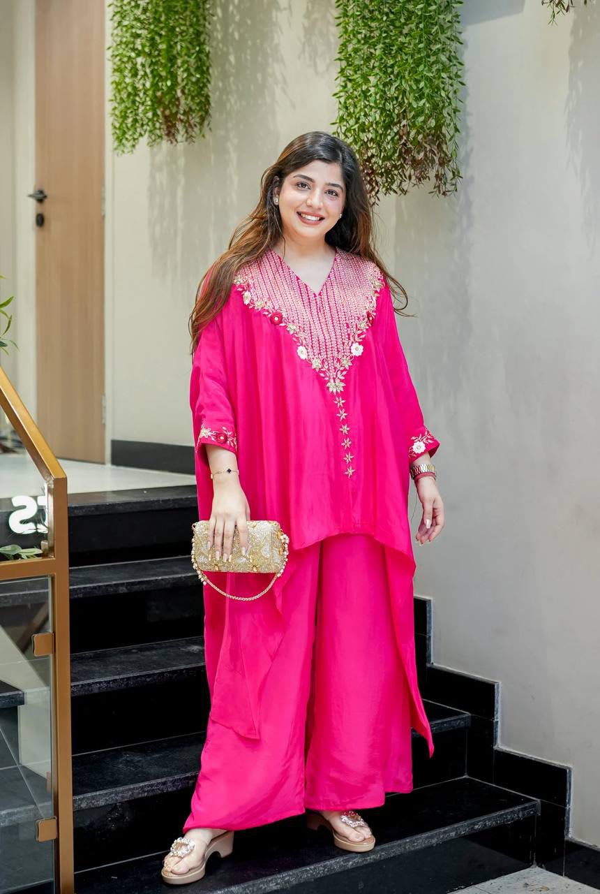 Designer Heavy Chinon Kaftan Cord Set - Best suit set for Wedding