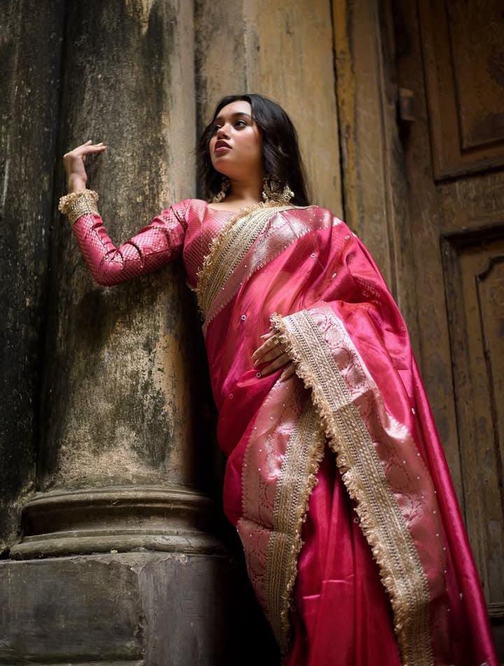 Banarasi Maharani Tissue Silk Saree with Hand Stone Work