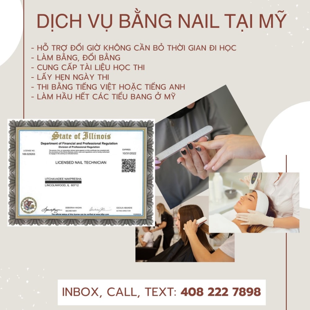 Dịch vụ bằng NAIL, ESTHETICIAN, COSMETOLOGY