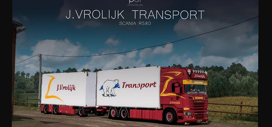 МОД Scania R580 J.Vrolijk Transport   Trailer v11.0 ДЛЯ EURO TRUCK SIMULATOR 2