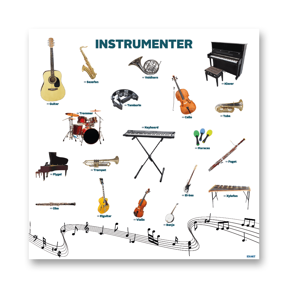 Musikk Instrument Riste Læringstavle med Instrumenter | EXAKT