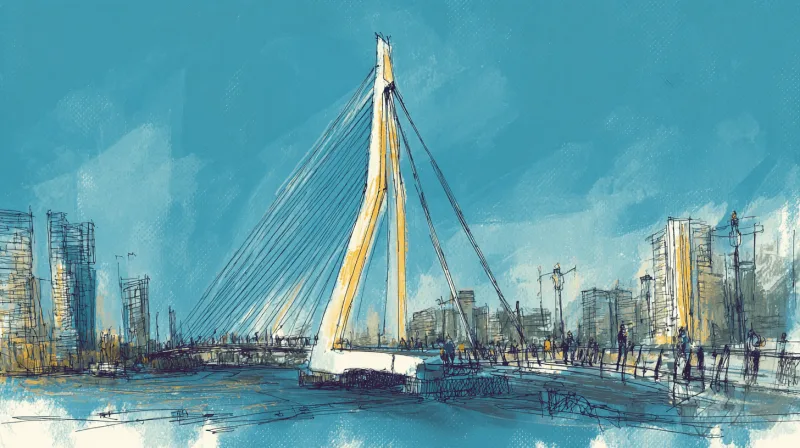 Urban sketch van een brug