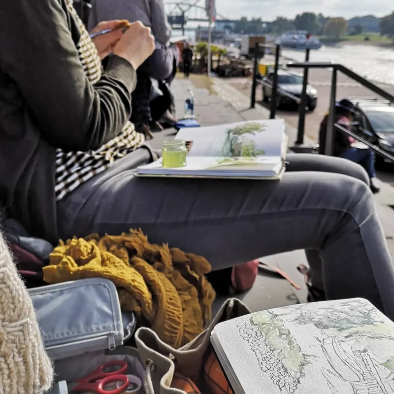 Urban sketch van een steegje