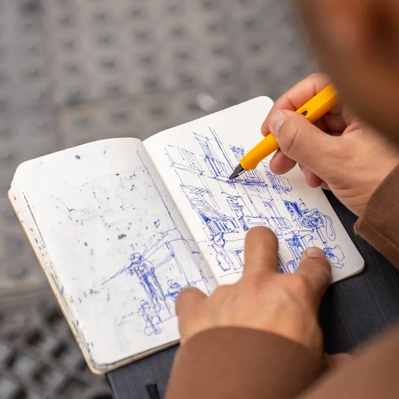 Urban sketch van een kerk