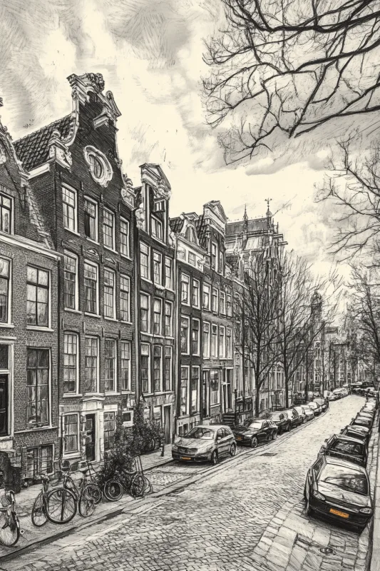 Urban sketch van een auto