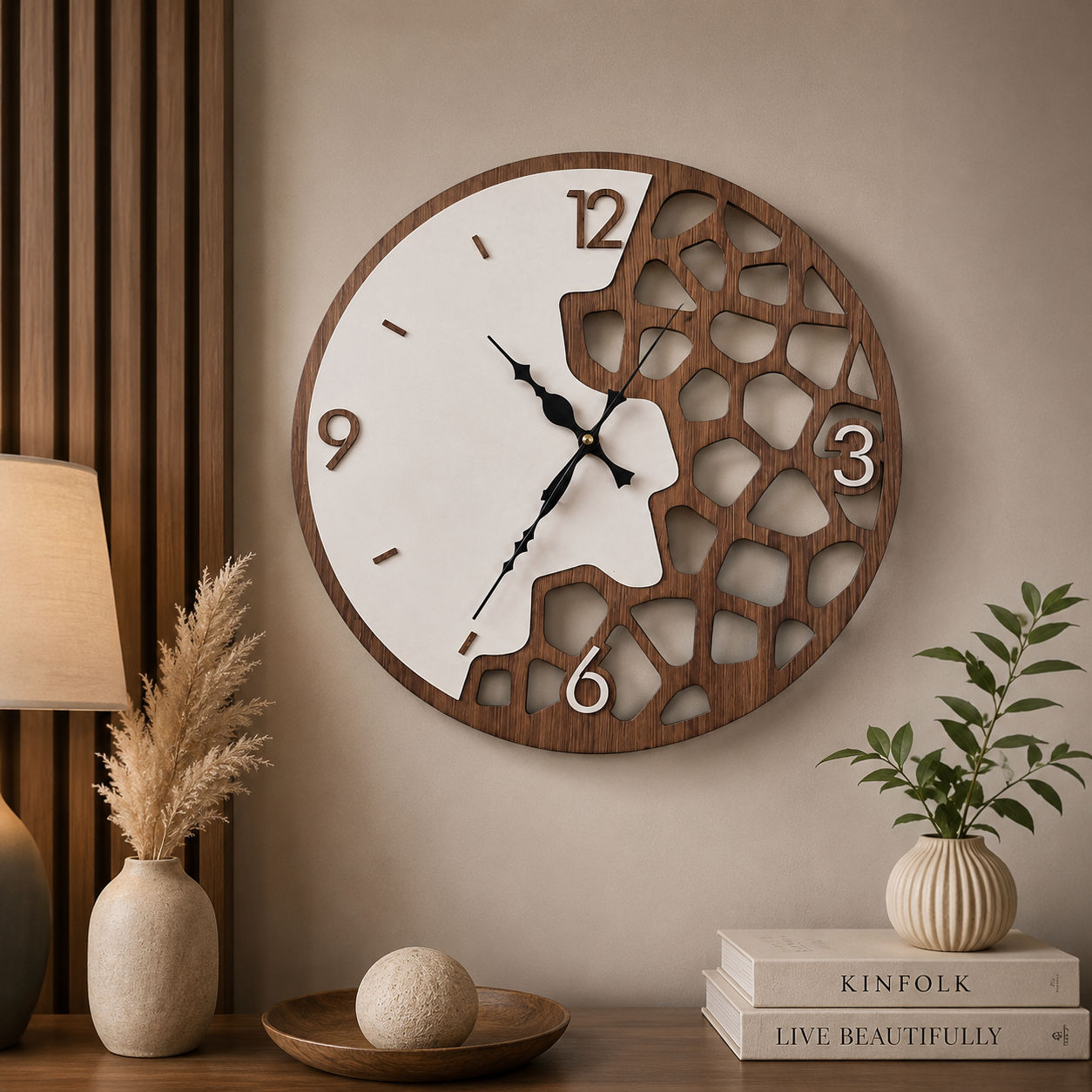 Modern Dual-Tone MDF Wall Clock