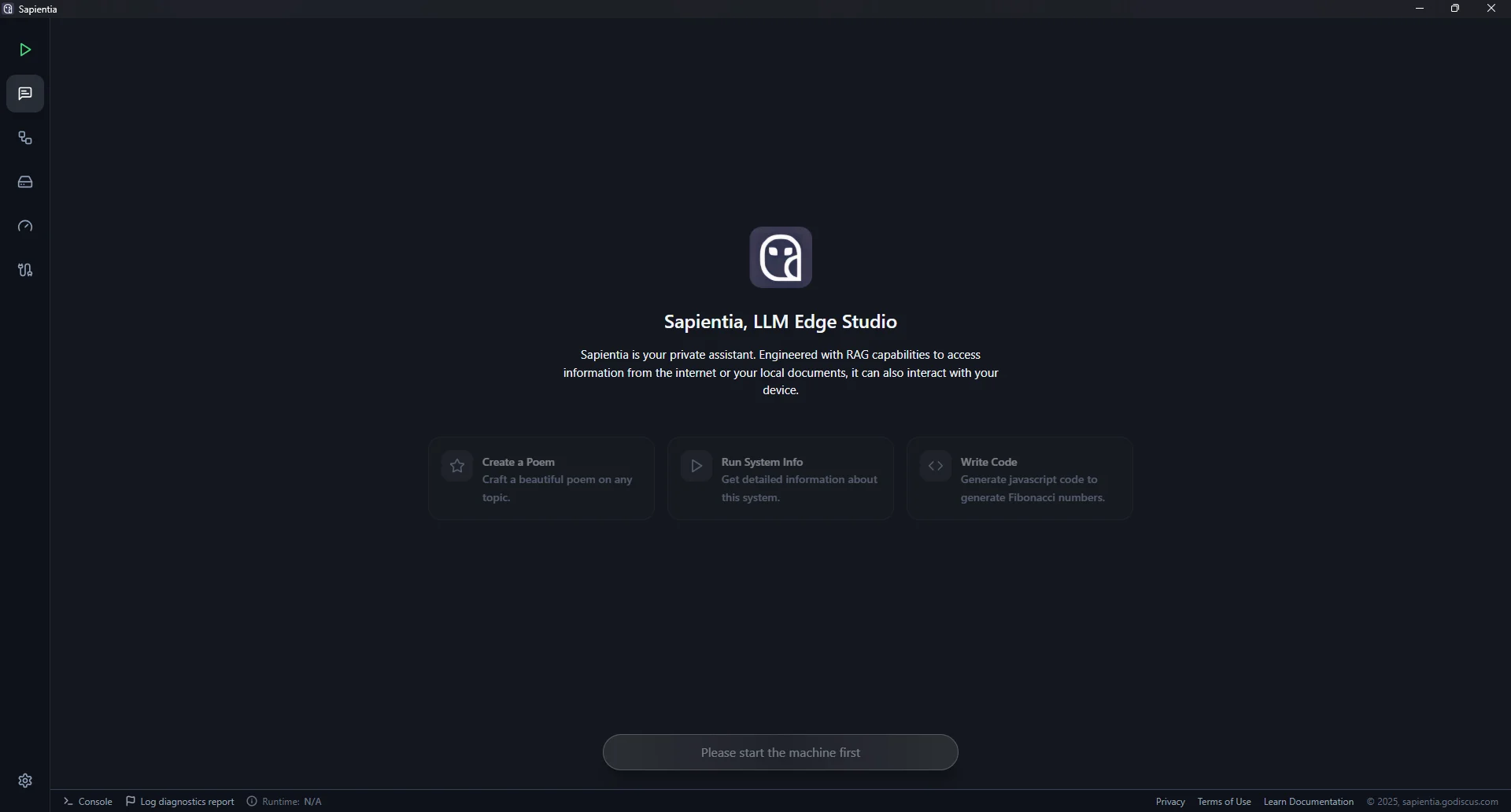 Sapientia Main Interface - Chat with AI locally