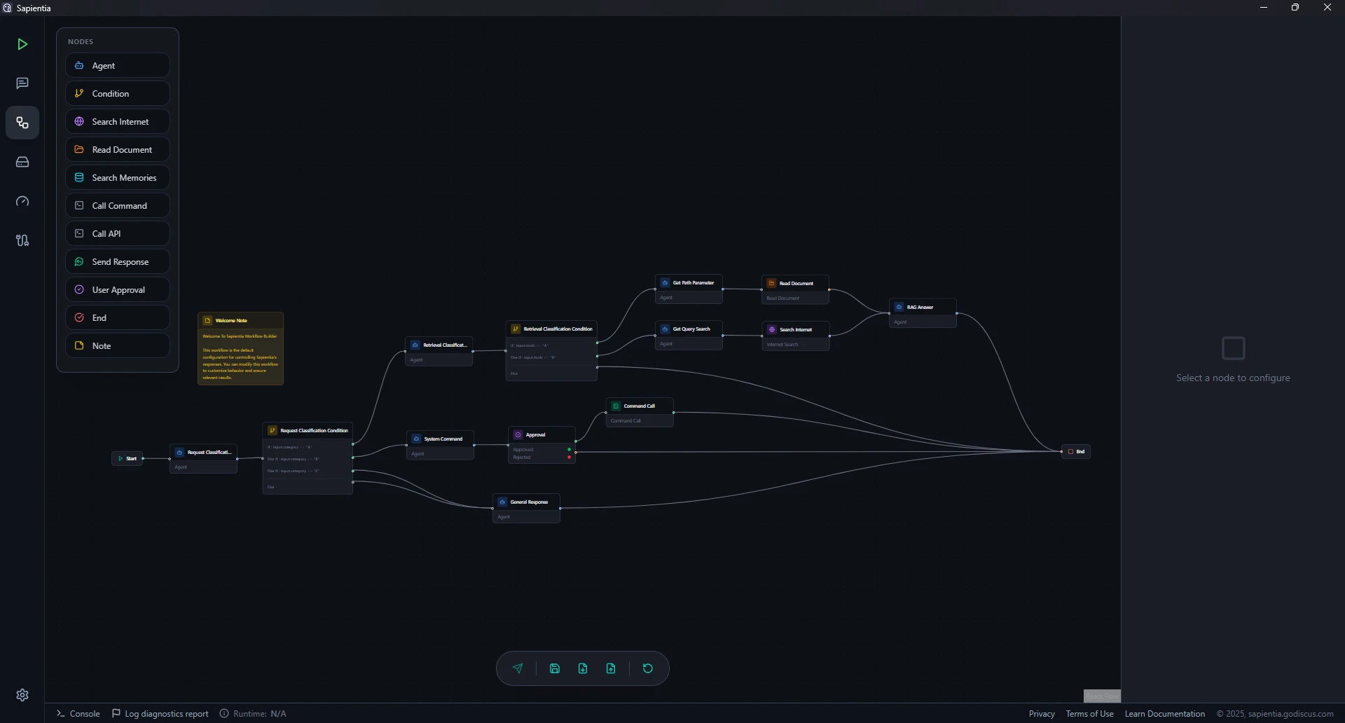 Sapientia Workflow Builder - Visual agent orchestration